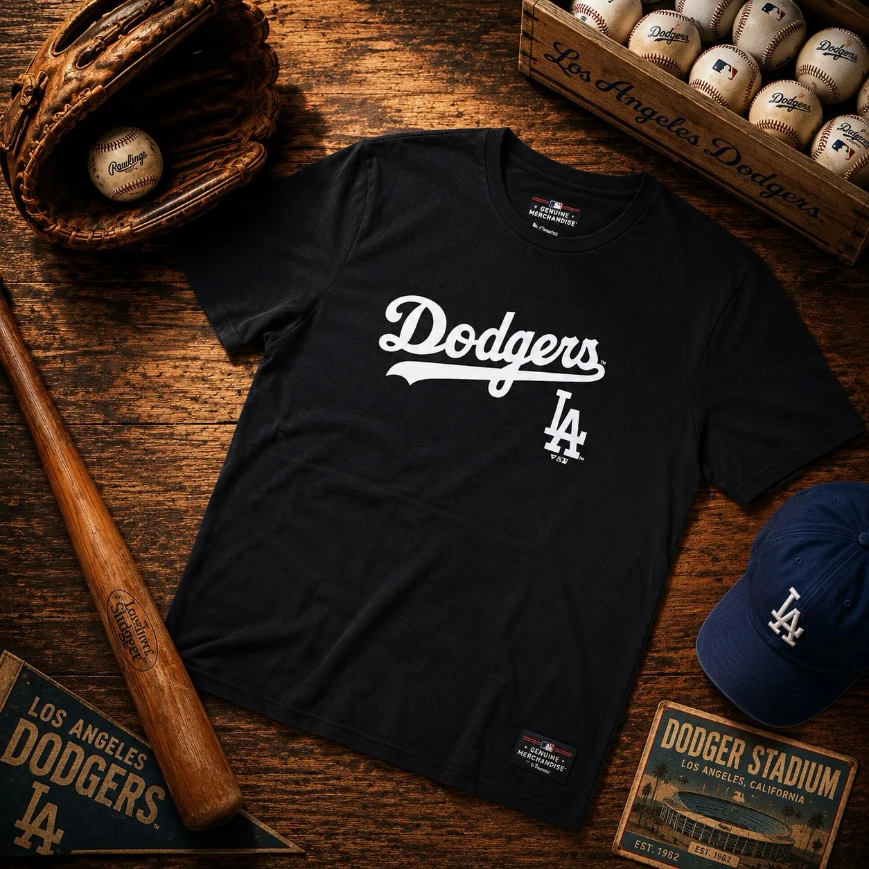 Fanatics MLB Dodgers Classic Logo T-Shirt | Black
